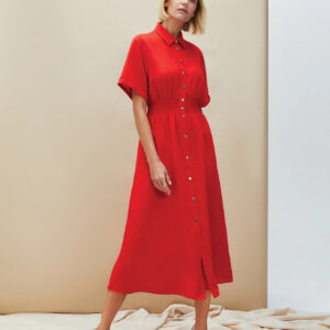Koszulowa sukienka midi czerwona