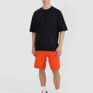 4F Bluza dresowa z krótkim rękawem bez kaptura męska - czarny