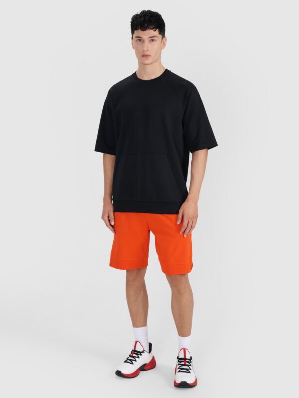 4F Bluza dresowa z krótkim rękawem bez kaptura męska - czarny