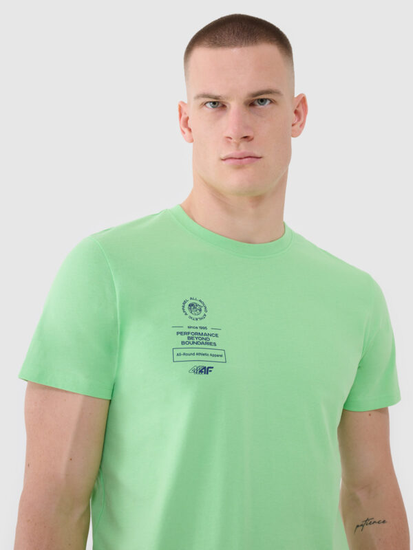 4F T-shirt regular z nadrukiem męski - zielony