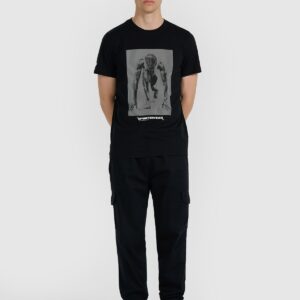 4F T-shirt regular z nadrukiem męski - czarny