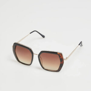 Duże geometryczne okulary brązowe