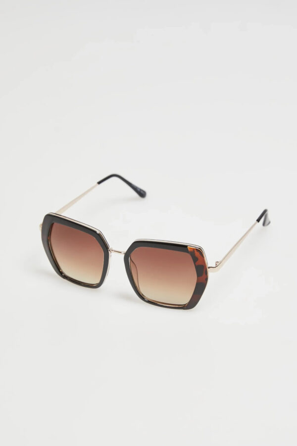 Duże geometryczne okulary brązowe