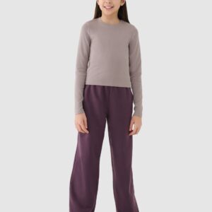 bdc3716067b7a86140161a1fe110468019e72fe3 4F Longsleeve slim gładki dziewczęcy - beżowy 146 (10-11 lat)