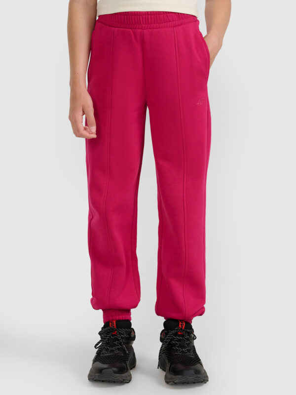 4F Spodnie dresowe joggery dziewczęce - różowe 146 (10-11 lat)