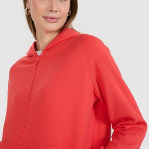 4F Bluza dresowa rozpinana z kapturem damska - czerwona