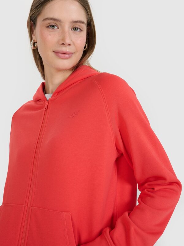 4F Bluza dresowa rozpinana z kapturem damska - czerwona
