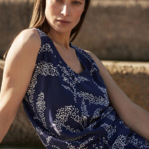 Koszula na ramiączka z wzorem kropek niebieska