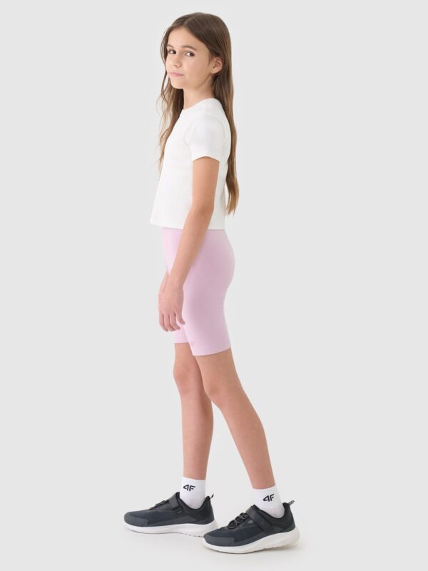 be2278a13890a43b0c6a673c5bf538d6aff8c572 4F Legginsy kolarki dzianinowe dziewczęce - różowe 140 (9-10 lat)