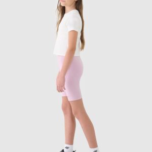 4F Legginsy kolarki dzianinowe dziewczęce - różowe 140 (9-10 lat)