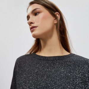 bf0b197b448912edd39eb6c01329e8bb70b4f5a1 Sweter z metaliczną nitką grafitowy