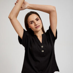 Bawełniana bluzka z guzikami czarna