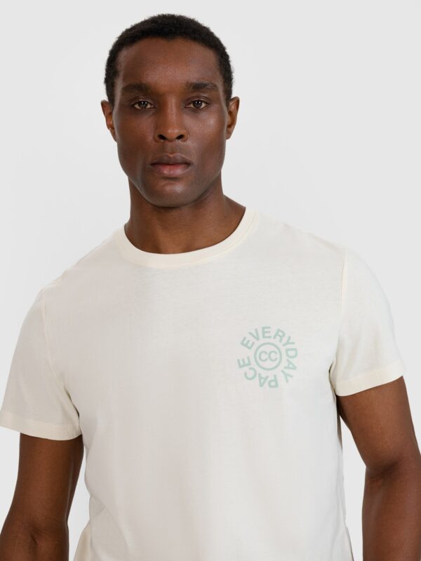 4F T-shirt regular z nadrukiem męski - biały