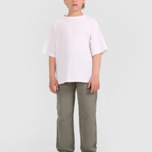 4F T-shirt oversize gładki chłopięcy - biały 152 (11-12 lat)