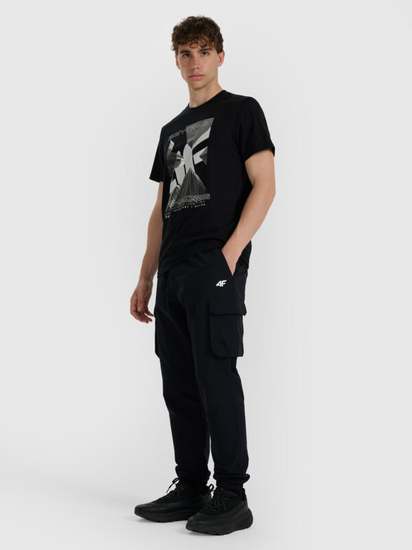 4F T-shirt regular z nadrukiem męski - czarny