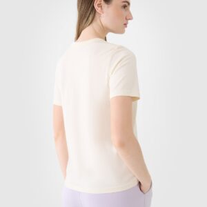 4F T-shirt regular gładki damski - biały