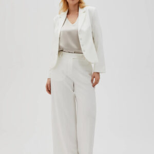 Spodnie w kant z szerokimi nogawkami białe