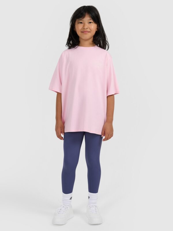 4F T-shirt oversize z nadrukiem dziewczęcy - różowy 128 (7-8 lat)