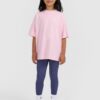 4F T-shirt oversize z nadrukiem dziewczęcy - różowy 128 (7-8 lat)
