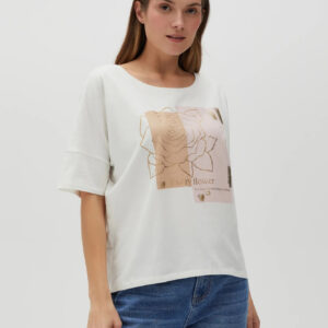 Bawełniana biała bluzka z nadrukie