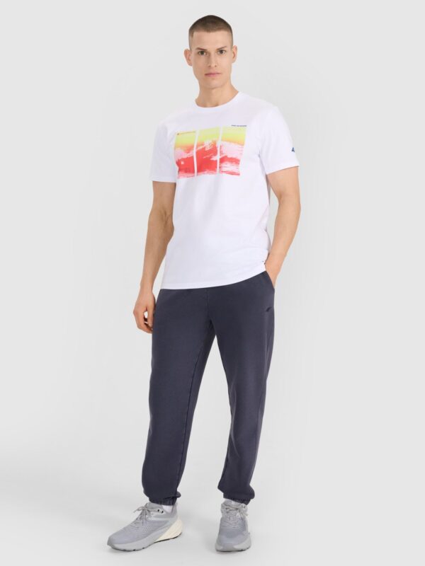 4F T-shirt regular z nadrukiem męski - biały