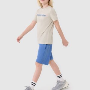 c1e134c827dda8b7d74ce1d0e4e867d09219668f 4F T-shirt z nadrukiem chłopięcy - beżowy 122 (6-7 lat)