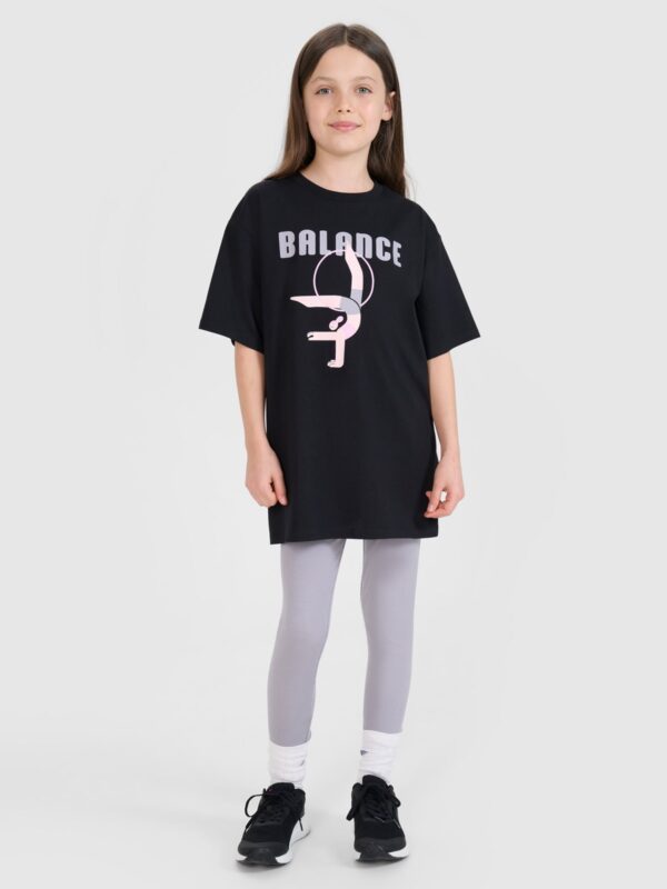 c1edb5cd231a3eee0768dfa41ce7f8d79c5ccfc8 4F T-shirt oversize z nadrukiem dziewczęcy - czarny 152 (11-12 lat)