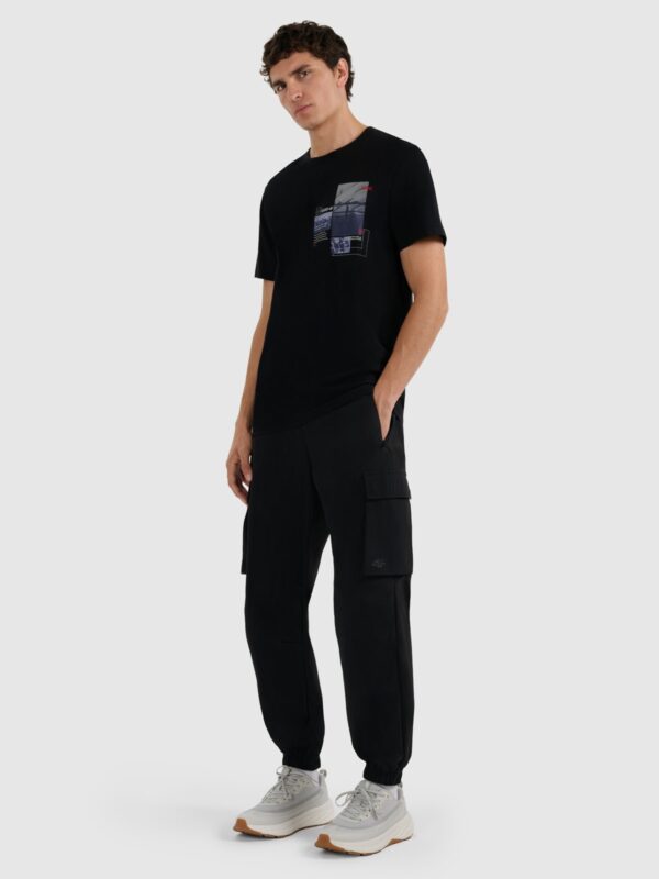 4F T-shirt regular z nadrukiem męski - czarny