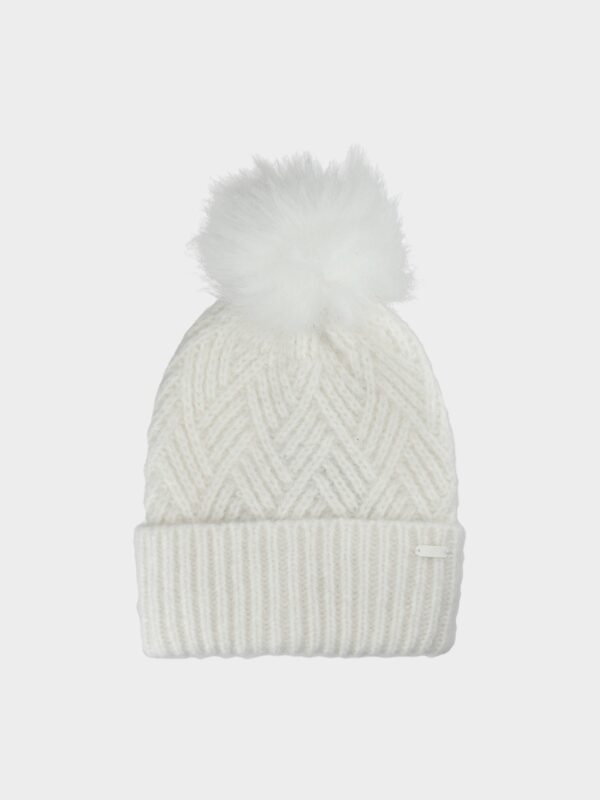 c20e12baf74631c72e034c29cd6375cca3dacd46 4F Czapka zimowa z pomponem dziewczęca - beżowa