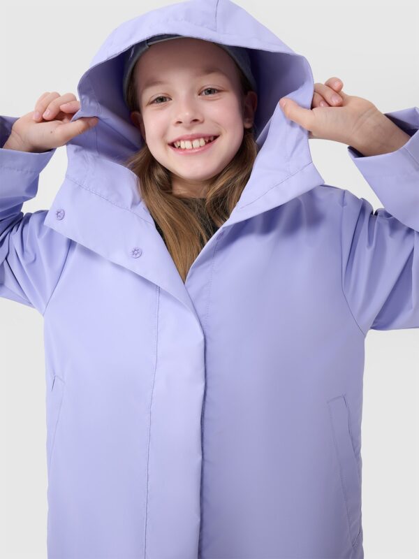 c2c6de44e91da9a927f64b843cea1abac793b320 4F Kurtka przejściowa przeciwdeszczowa z gumową powłoką dziecięca - fioletowa 128 (7-8 lat)
