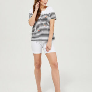 Szorty lyocell zapinane na zamek i guzik białe