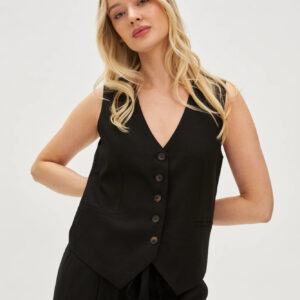 Kamizelka z dodatkiem lnu czarna