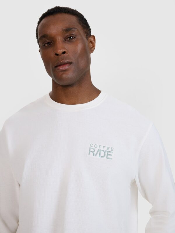 4F Longsleeve oversize z nadrukiem męski - biały