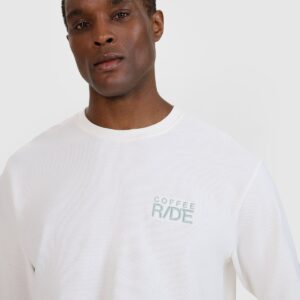 4F Longsleeve oversize z nadrukiem męski - biały