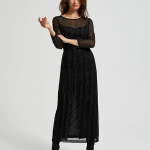 Sukienka maxi z metalizowaną nitką czarna