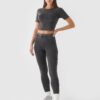 4F Crop top slim gładki damski - czarny