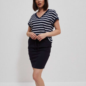 Gładka spódnica przed kolano granatowa