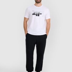 c600084f7b21e943719d86024c1ae7a03cb4d706 4F T-shirt regular z nadrukiem męski - biały