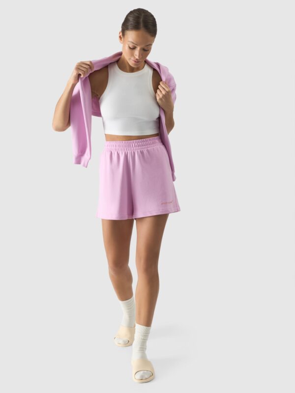 4F Crop top slim damski - beżowy