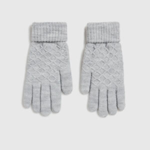 Rękawiczki z ozdobnym wzorem szare