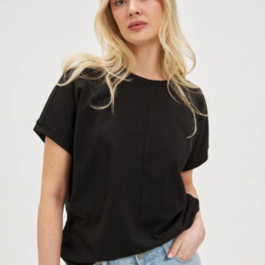 Bawełniana bluzka z krótkimi rękawami czarna