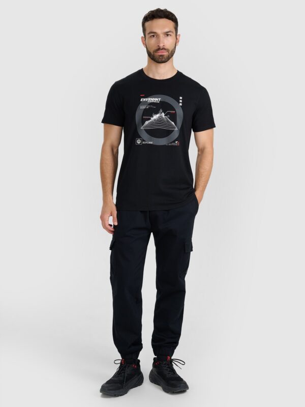 4F T-shirt regular z nadrukiem męski - czarny