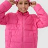 c77d68af12e6f4d6d5bef86dd3a3be0affa469be 4F Kurtka puchowa z wypełnieniem syntetycznym dziewczęca - różowa 158 (12-13 lat)