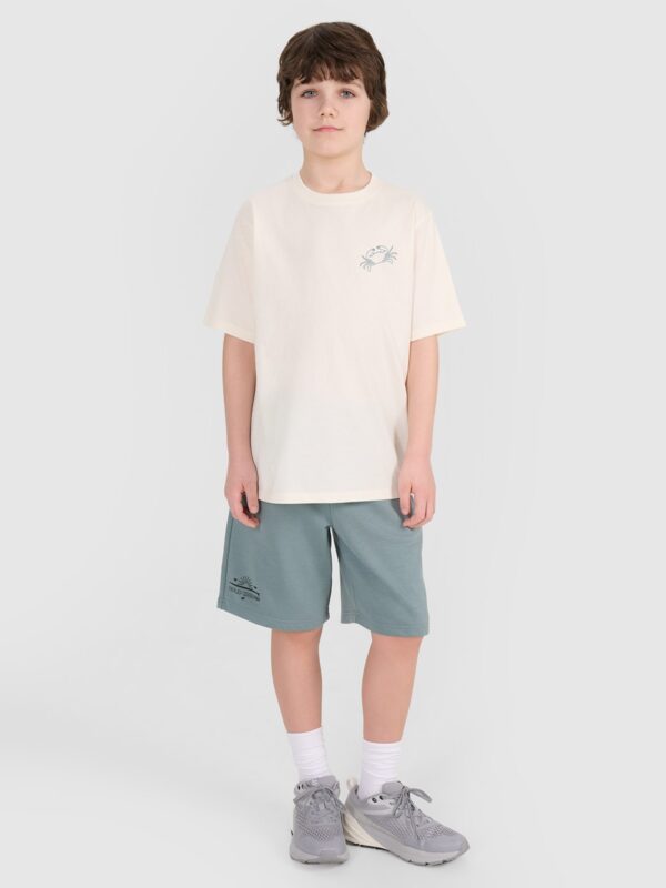 4F T-shirt oversize z nadrukiem chłopięcy - biały 140 (9-10 lat)