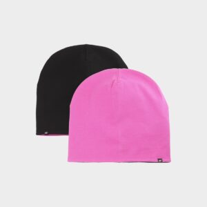 4F Czapka beanie dwustronna dziecięca - różowa