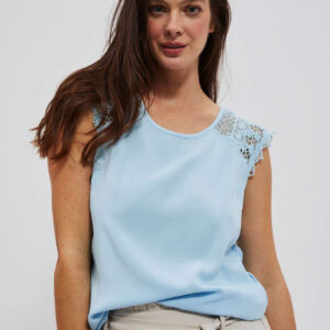 Koszulowa bluzka z ażurowym rękawe