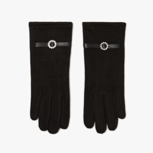 Rękawiczki z ozdobnym paskiem czarne