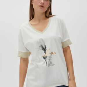 Bawełniana bluzka z nadrukiem biała