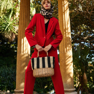 Spodnie z nogawkami w kant czerwone