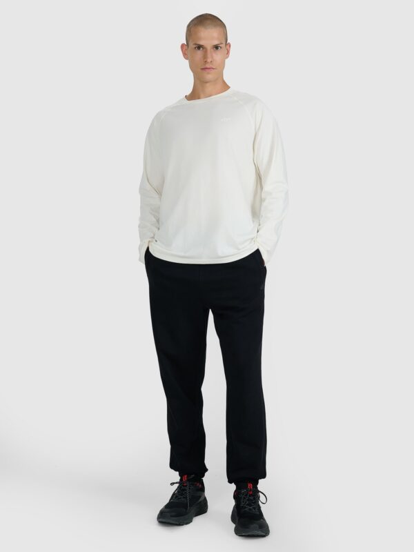 4F Longsleeve oversize gładki męski - biały